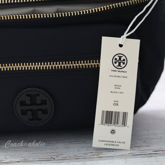 NWT Tory Burch Nylon Belt Bag Fanny Pack Crossbody in Black - Picture 9 of 11